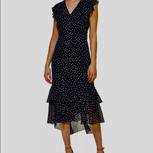 NWT Tommy Hilfiger Polka-Dot High-Low Midi Dress
